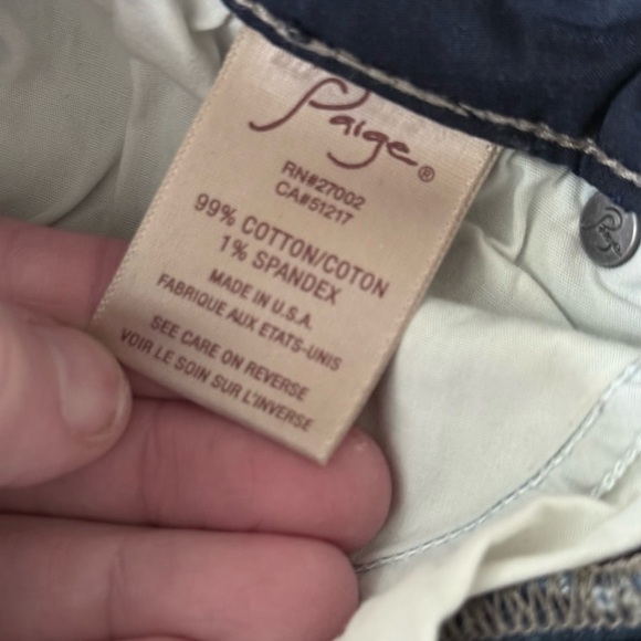 Paige Distressed Cropped Jeans Womens 25 Medium Blue Wash - Picture 6 of 9
